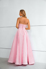 Strapless Maxi Long Pink Formal Evening Dress EN5604