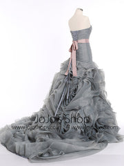 Pink Strapless Fit and Flare Prom Formal Dress with Ruffle Skirt | RS3010