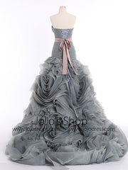 Pink Strapless Fit and Flare Prom Formal Dress with Ruffle Skirt | RS3010