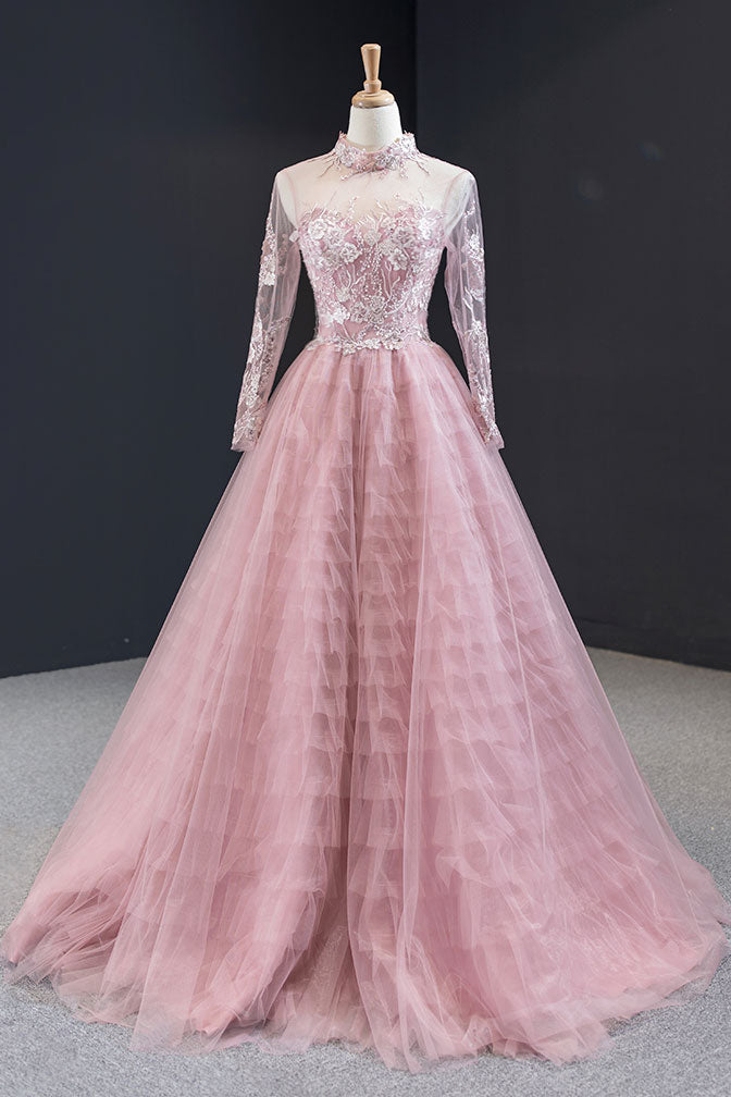 pink illusion dress Sparkly Beading Illusion Lace Up Pleated Bodice Mermaid Long Prom Dress