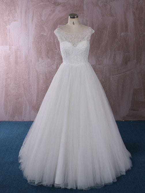 Princess A-line Tulle Dress with Illusion Neckline Princess A-line Tulle Dress with Illusion Neckline