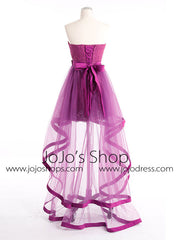 2 Pieces High Low Lace Formal Prom Evening Dress