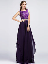 Long Purple Lace Formal Prom Evening Dress