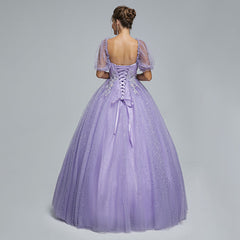 Purple Long Formal Prom Dress with Sparkly Skirt EN5303