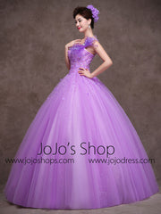 Purple One Shoulder Quinceanera Ball Gown Prom Dress Home Coming Dress Sweet Sixteen Dress X011