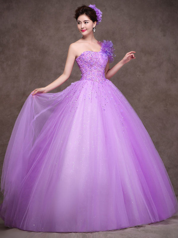 Purple One Shoulder Quinceanera Ball Gown Prom Dress Home Coming Dress Sweet Sixteen Dress X011