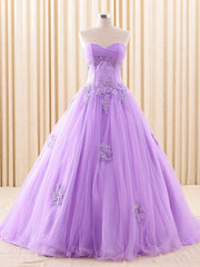 Purple Strapless Lace Ball Gown Dress | RS6805
