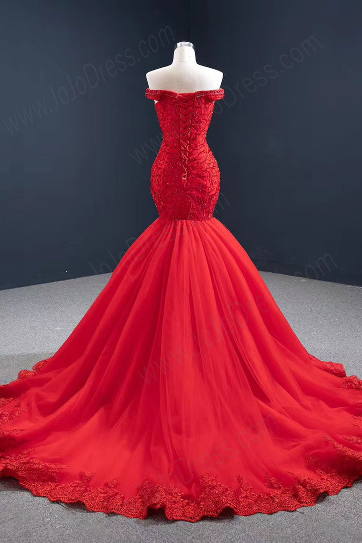 Stunning Red Mermaid Formal Prom Evening Dress RS2018