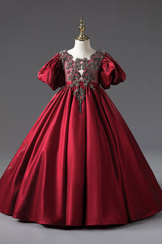 Luxurious Red Ball Gown Formal Evening Dress for Little Girls CL2003 Size 8 / Red Luxurious Red Ball Gown Formal Evening Dress for Little Girls CL2003 Size 8 / Red