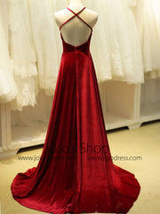 Red Velvet Long Formal Evening Dress