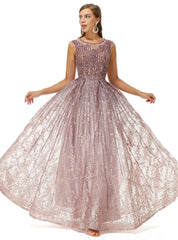 Rose Pink Maxi Ball Gown Lace Formal Gala Evening Dress EN4510