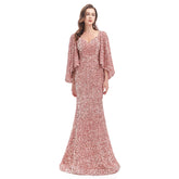 Rose Gold Sparkly Maxi Formal Evening Gown EN4608