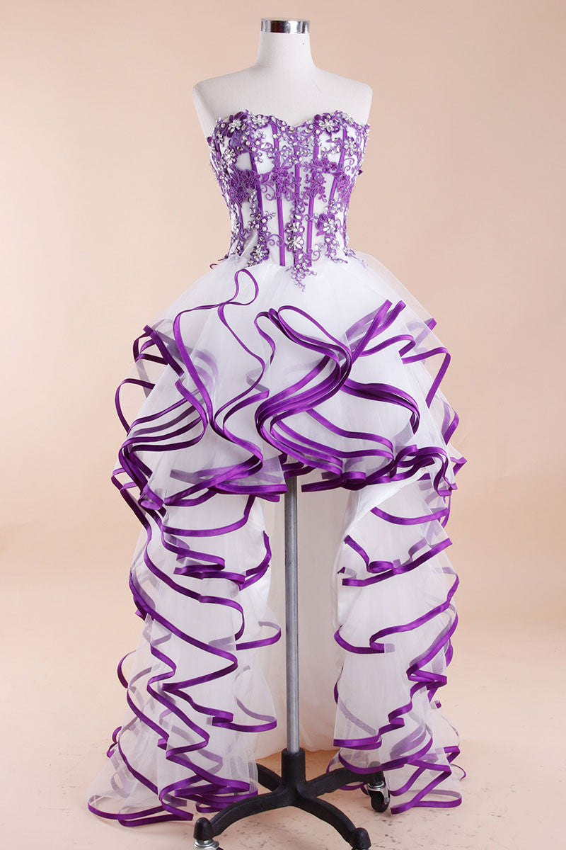 Strapless High-Low Ruffles Prom Formal Pageant Dress RS201607