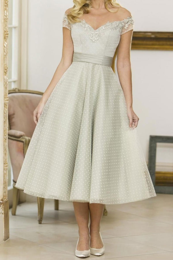 Retro 50s Sage Green Short Formal Wedding Dress