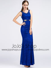 Sparkly Royal Blue Formal Prom Evening Dress