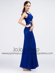Sparkly Royal Blue Formal Prom Evening Dress