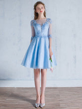 Short Blue Lace Cocktail Dress
