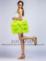 Neon Green Short Cocktail Prom Dress with Ruffles