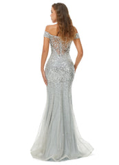 Silver Sequins Formal Prom Evening Dress EN4902