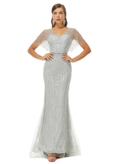 Silver Gray Formal Evening Dress EN4903