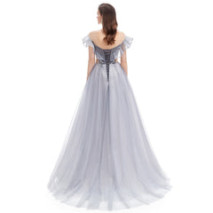 Silver Glittery Maxi Formal Evening Prom Dress EN4609