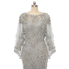 Silver Sequins Lace Formal Mother Evening Dress EN5505
