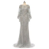 Silver Sequins Lace Formal Mother Evening Dress EN5505