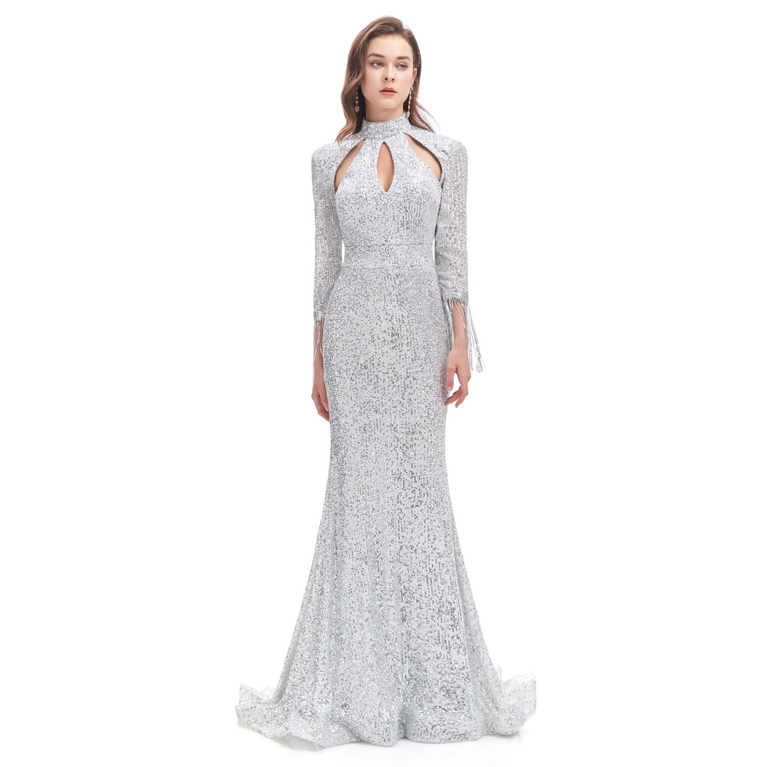 White Maxi Fitted Formal Prom Dress EN4616 Size 4 / White White Maxi Fitted Formal Prom Dress EN4616 Size 4 / White