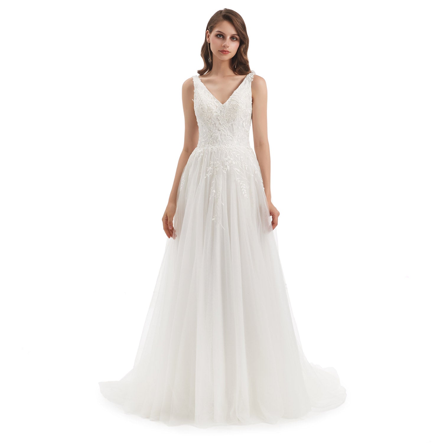 Simple A-line Lace Wedding Dress EN4805 Size 18W / Ivory Simple A-line Lace Wedding Dress EN4805 Size 18W / Ivory