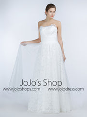 Simple Strapless Lace A-line Dress