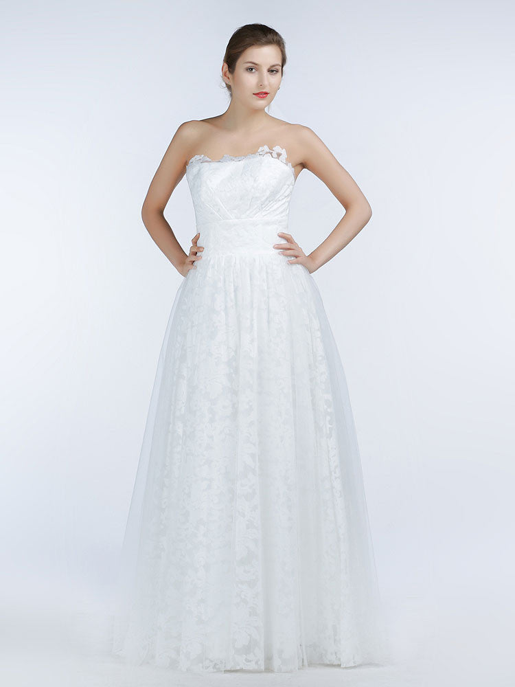 Simple Strapless Lace A-line Dress Size 20W / Ivory Simple Strapless Lace A-line Dress Size 20W / Ivory