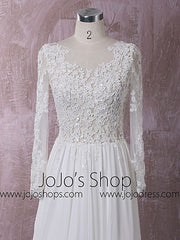 Chiffon Lace Dress with Long Sleeves