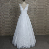 Sparkly Ball Gown Wedding Dress with Lace QT1335