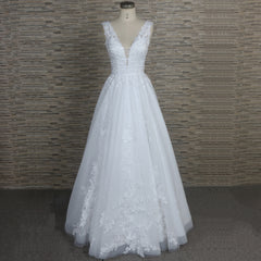 Sparkly Ball Gown Wedding Dress with Lace QT1335