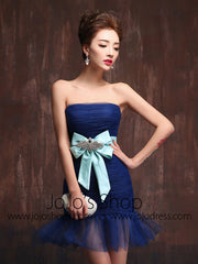 Strapless Dark Blue 2 piece Convertible Evening Dress Ball Gown and Cocktail Dress in One