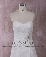 Strapless Fit and Flare Lace Dress with Asymmetric Skirt | QT85205