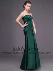 Strapless Forest Green Long Formal Prom Dress