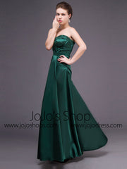 Strapless Forest Green Long Formal Prom Dress