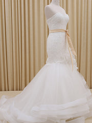 Strapless Mermaid Fit and Flare Lace Dress | RS3009