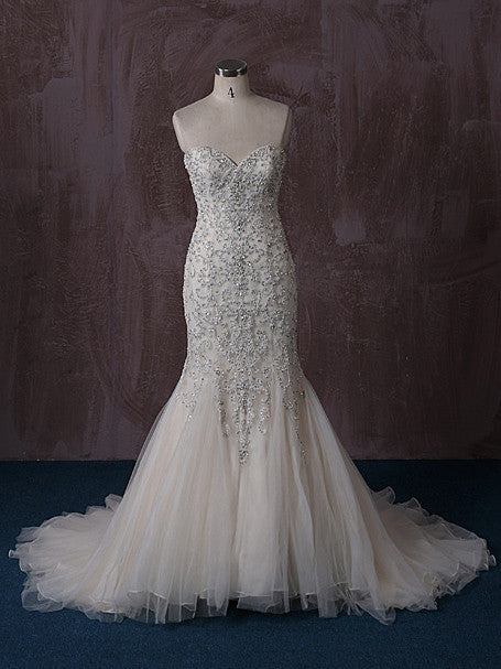 Strapless Mermaid Dress with Beaded Embroideries Strapless Mermaid Dress with Beaded Embroideries