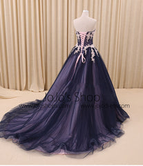 Navy Tulle Ball Gown Formal Prom Dress