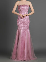 Strapless Mermaid Style Lace Formal Evening Dress
