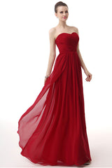 Strapless Red Long Chiffon Evening Dress