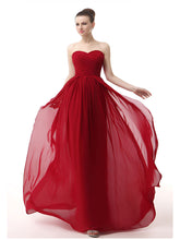 Strapless Red Long Chiffon Evening Dress