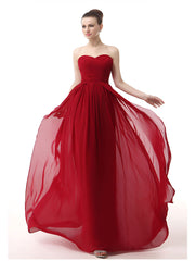 Strapless Red Long Chiffon Evening Dress