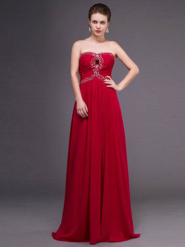 red strapless chiffon maxi dress Strapless Chiffon Maxi Dress with Soft Circle Skirt