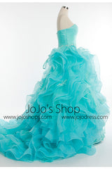 Turquoise Organza Prom Dress Pageant Evening Dress G8006B