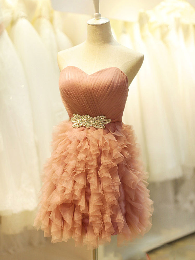 Short Cocktail Formal Dress with Ruffle Skirt YW1721 Size 6 / Pink Short Cocktail Formal Dress with Ruffle Skirt YW1721 Size 6 / Pink