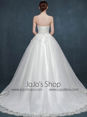 Strapless Lace Ball Gown Dress with Sweetheart Neckline