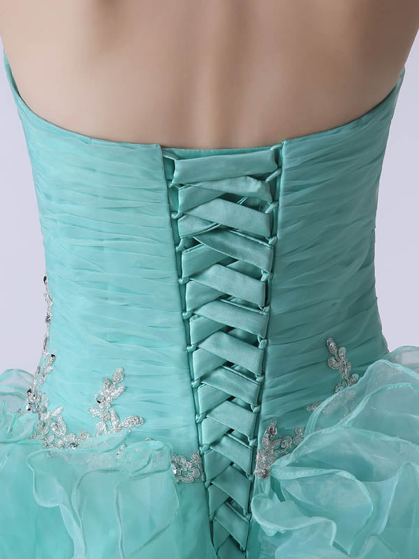 Strapless Turquoise Formal Quinceanera Ball Gown Dress